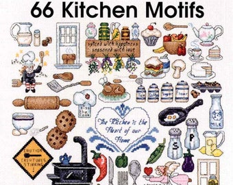 66 KITCHEN Motifs Vintage Cross  Patterns Set Pdf Sampler Instant Download Mini Cross Stitch Easy Embroidery Needlepoint Design Gift Idea