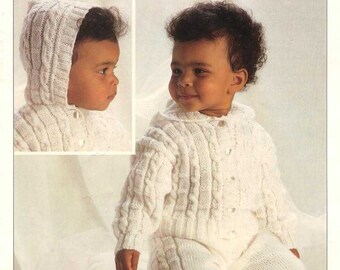 ALMOST FREE Vintage Baby Clothing Set Knitting Pattern Knitted Jacket Trousers Patterns PDF Instant Download Children Chest Size 14 -22 "