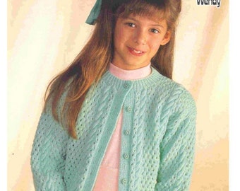 CUTE Vintage Girls Cardigan 4 Ply Knitting Patterns Pdf Instant Download 22-30 " Chest