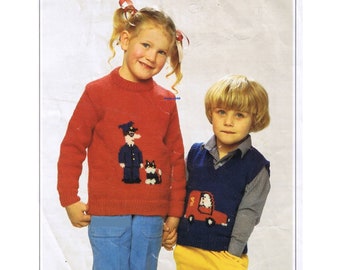 ALMOST FREE Vintage Children Sweaters Knitting Pattern PDF  1980s (Wendy 2262) (Child Size)