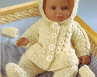 CUTE Vintage Doll Outfit Knitting Pattern Jacket Leggings Mitts Pdf Instant Download Easy To Follow Doll Sizes 12"-14" 15"-18" , 19"-22"