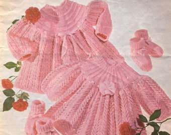 CUTE Vintage Baby Girl Tops  and Bootees Knitting Patterns PDF Instant Download Easy  16-20"