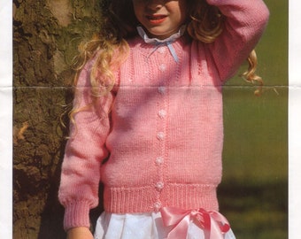 ALMOST FREE Vintage Girl Cardigan Knitting Pattern Knitted  Pattern Pdf Instant Download Easy Knitting Size 22 32 " Double Knit