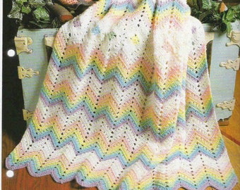 Vintage EASY Rainbow Baby Afghan Crochet Pattern Pdf Instant Download Throw Plaid Blanket