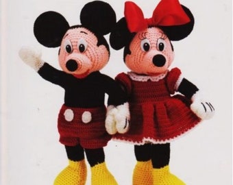 STUNNING  Vintage Mickey   and Minnie Mouse Crochet  Toy Patterns Stuffed Toy Pattern PDF Instant Download