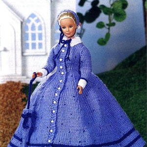 CUTE Fashion Doll Outfit Walking Dress Parasole Victorian Knitting Patterns Bride Dress  Bridesmaids PDF Instant Download Easy Knits
