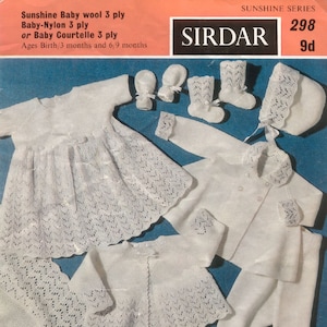 CUTE Baby 3 Ply Layette Set Knitting Pattern Pdf Instant Download Easy To Follow Size 0,1, 2,3 months , 6 ,8 ,9 months Chest  18&quot;-20&quot; inch