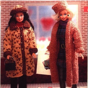 STUNNING Fashion Doll Outfits Winter Coats Knitting Patterns Doll Faux Fur Pdf Instant Download Easy to Follow