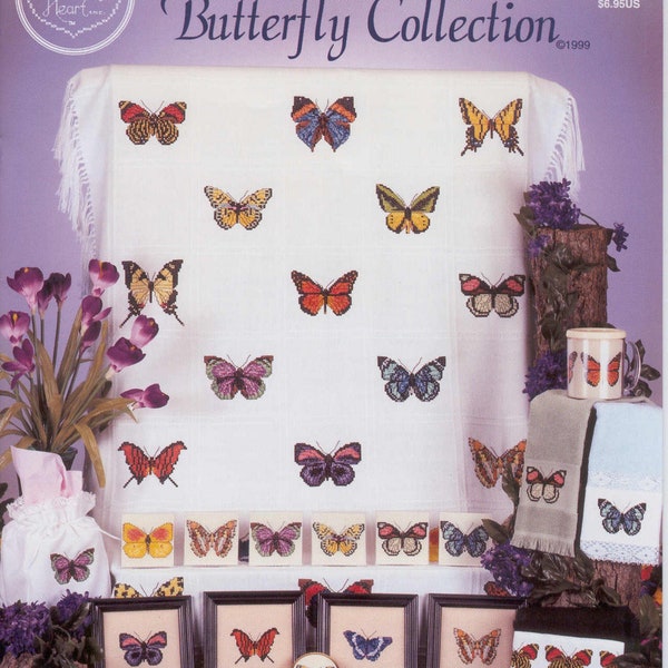 ADORABLE BUTTERFLIES Collection Cross Stitch Patterns Set Pdf Instant Mini Cross Stitch Easy Embroidery Needlepoint Designs X Stitch
