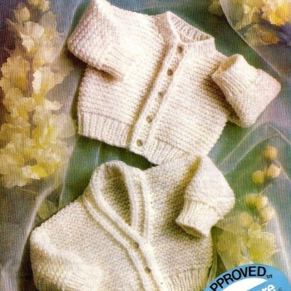 CUTE Baby Cardigans  Preemie Set Knitting Pattern Garter Stitch DK Easy 13-16 1/2 " chest