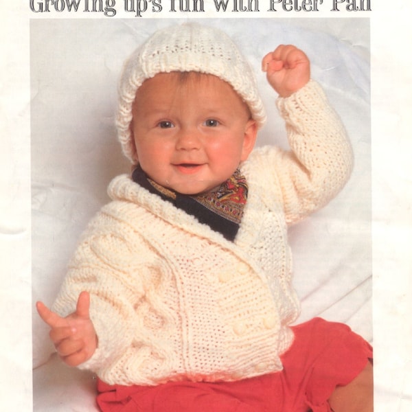 Vintage Children Cable Jacket and Hat Knitting Patterns Pdf Instant Download  20" , 22", 24" ,26" Chest