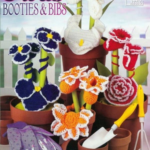 Vintage Baby Floral Crochet Bibs and Crochet Booties Patterns Pdf  Instant Download  Crochet Baby Accessories Easy To Follow Crochet Flowers