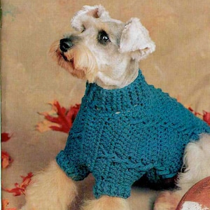 CUTE CROCHET Dog Cabled Sweater Pattern PDF Instant Download Medium Size Dog Crochet For Pets