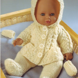 CUTE Vintage Doll Outfit Knitting Pattern Jacket Leggings Mitts Pdf Instant Download Easy To Follow Doll Sizes 12"-14" 15"-18" , 19"-22"