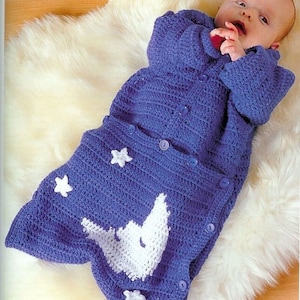 CUTE Vintage Baby Sleeping Bag Crochet Pattern Pdf  Instant Download Easy to Follow