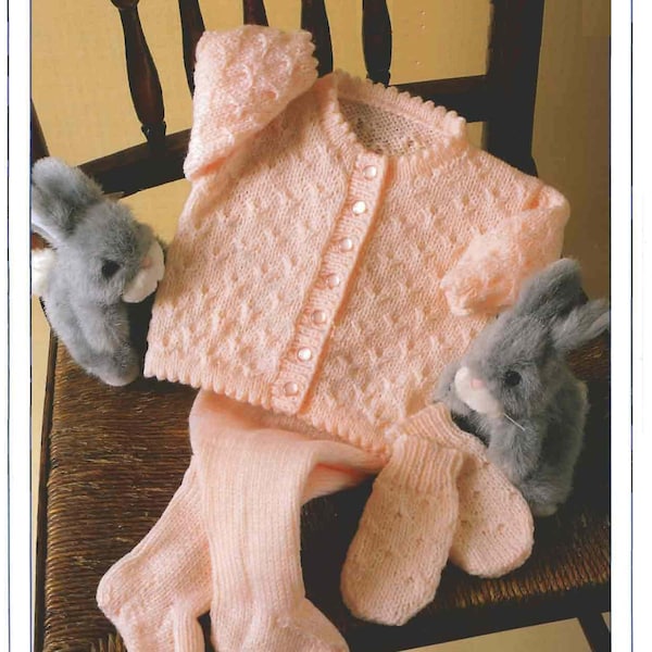 CUTE Baby Set Jacket Leggings Mitts Knitting Pattern Pdf Instant Download Easy 16- 22 " Preemie Newborn DK
