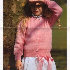 ALMOST FREE Vintage Girl Cardigan Knitting Pattern Knitted  Pattern Pdf Instant Download Easy Knitting Size 22 32 &quot; Double Knit