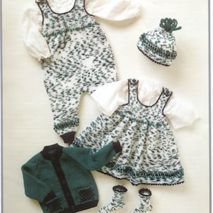 CUTE Vintage Baby Romper Pinafore Dress Jacket Cap Socks Pdf Knitting Pattern Instant Download  16"-22" chest