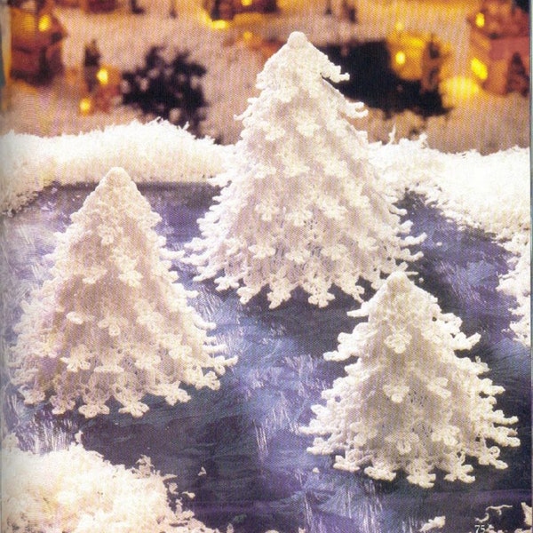 CUTE Vintage Crochet Snowy Christmas Trees Patterns Home Decor Gift idea Pdf Instant Download