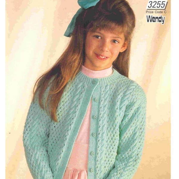 CUTE Vintage Girls Cardigan 4 Ply Knitting Patterns Pdf Instant Download 22-30 " Chest