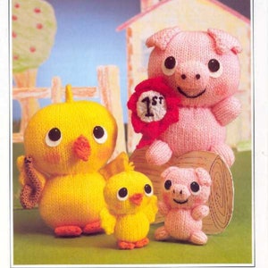 CUTE Pig and Chick Knitted Toy Pattern Pdf Instant Download Easy DK 16 cm 9 cm Size
