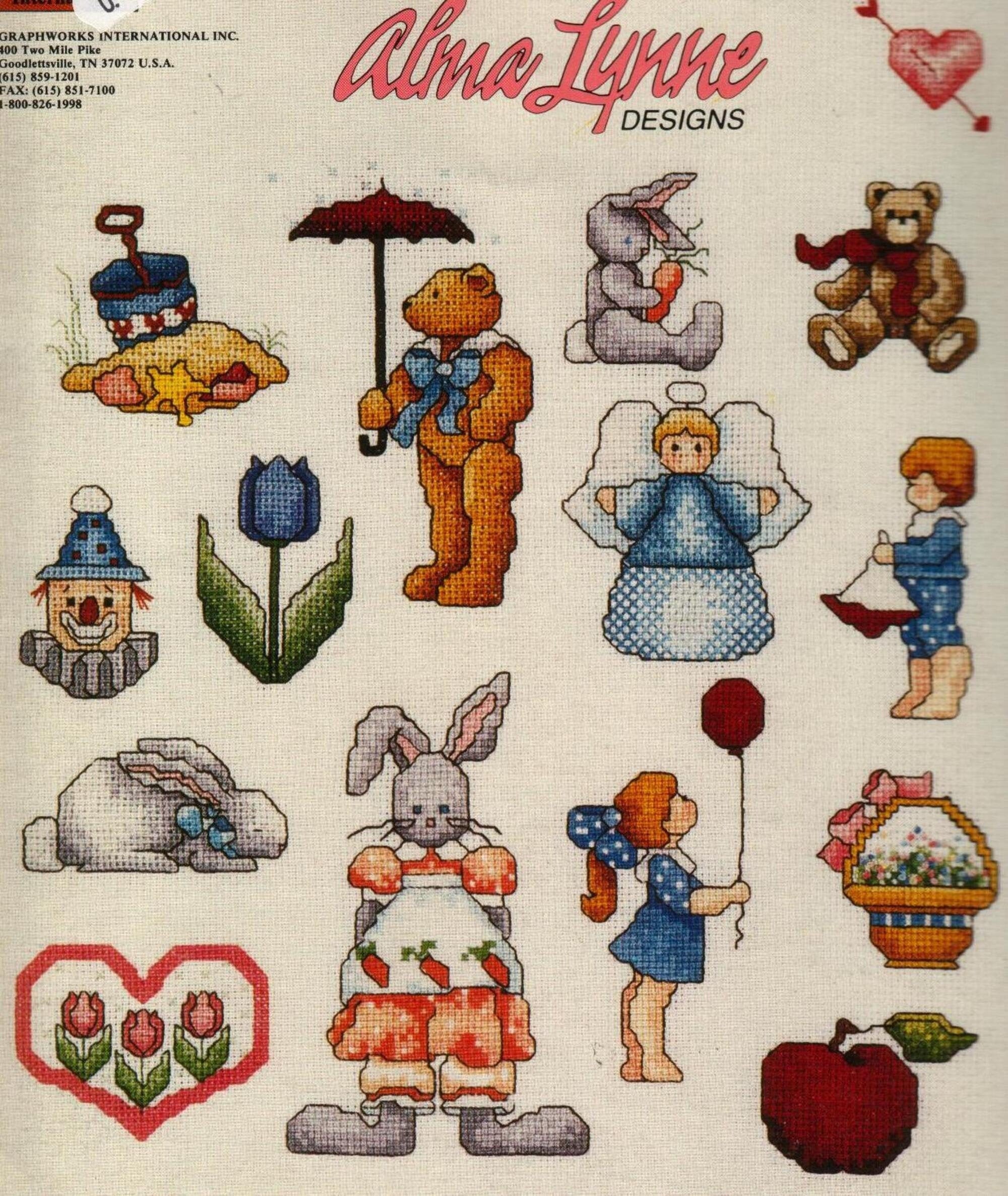 almost-free-15-vintage-mini-cross-stitch-patterns-pdf-easy-embroidery-beginners-stitch-bears-clowns-kids-angels-rabbits-stitching-etsy