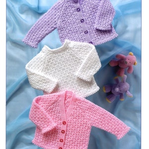 CUTE Vintage Baby 4 Ply Sweater Cardigan Knitting Patterns PDF  Instant Download 12&quot;-22&quot; chest