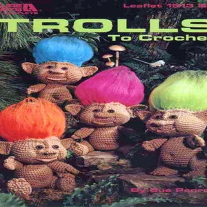 CUTE Vintage Crochet Trolls Pattern Pdf Instant Download Easy To Follow Trolls Toy /  Troll Outfit 1990s 10" Size