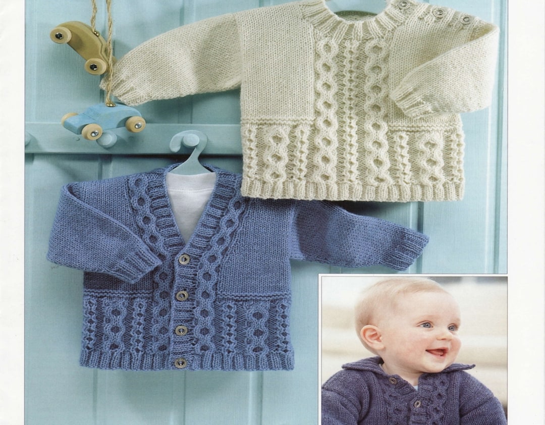 Vintage Baby Jacket Knitting Baby Pattern Jacket Vneck Cardigan Sweater Knitted Easy PDF