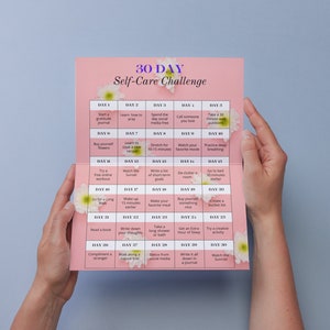 30 Day Self Care Challenge Organizer Progress Tracker Printable PDF Instant Download