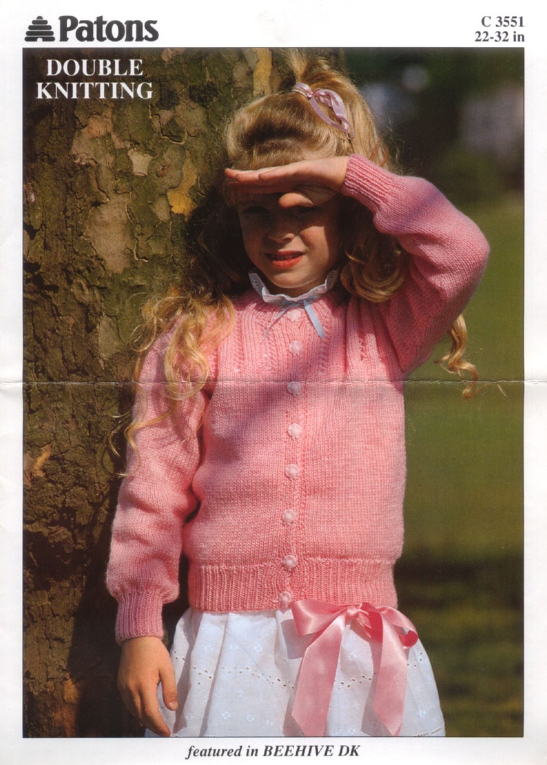 ALMOST FREE Vintage Girl Cardigan Knitting Pattern Knitted Pattern Pdf Instant Download Easy Knitting Size 22 32 Double Knit