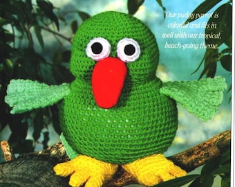 EASY Vintage  Green Parrot Toys Crochet Pattern Pdf Instant Download Easy