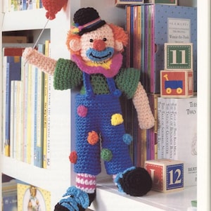 CUTE Vintage CLOWN  Crochet Toy Pattern Instant Download Pdf Crochet Easy Follow 13 " Inch size