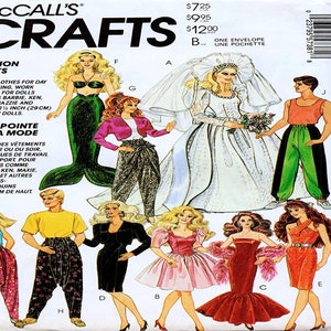 10 Vintage Fashion Doll Outfits Sewing Patterns Instant Download PDF Teenager Doll Thread McCalls 5738 Barbie Ken Clothes