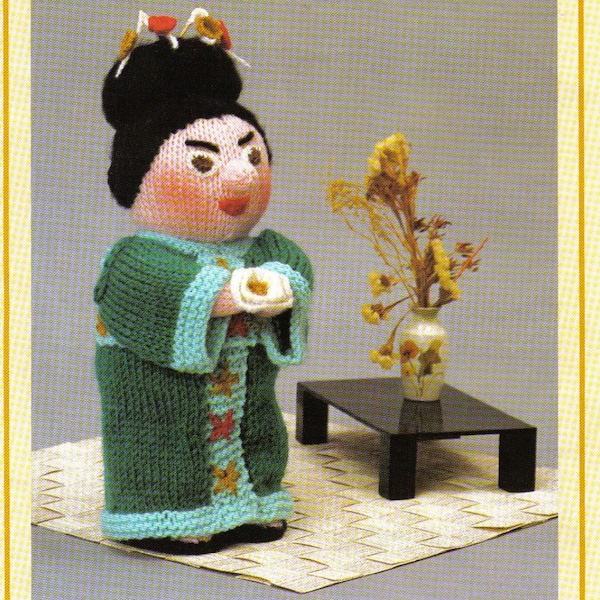 Vintage Geisha Japan Costume Toy Knitting Pattern Pdf Instant Download Easy to Follow 30 cm 12" ins Siz