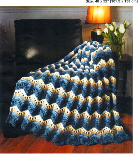 STUNNING Vintage Ripple Waves Afghan Crochet Pattern Pdf Instant