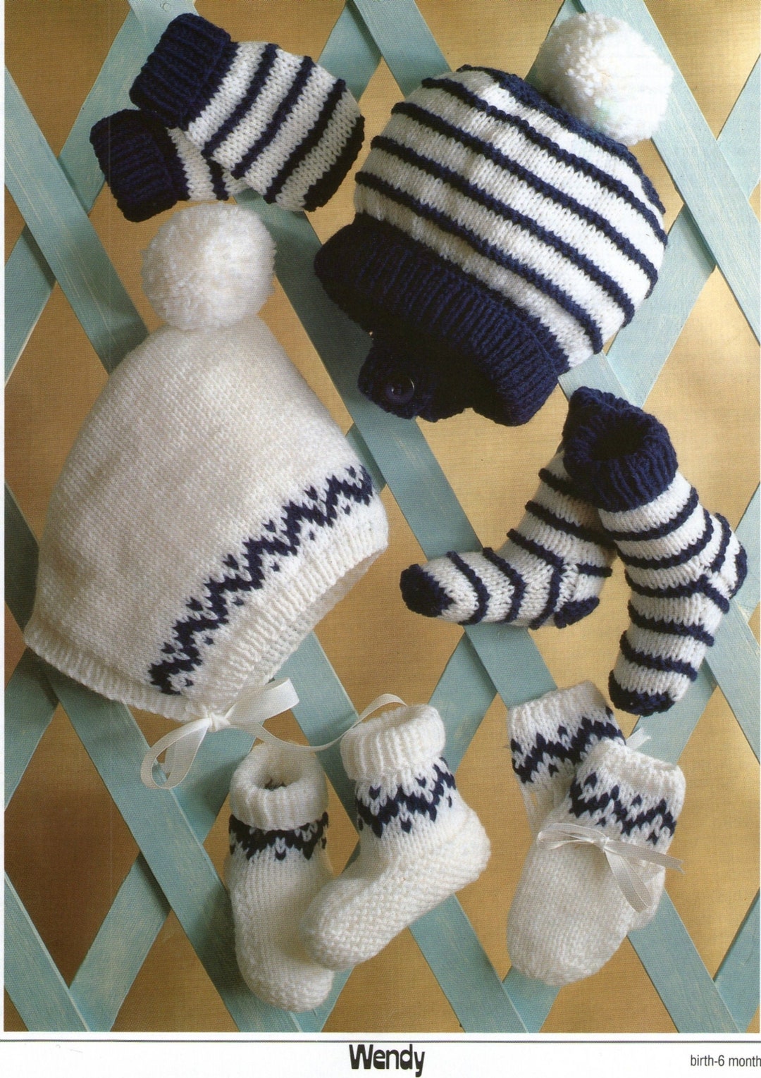 Vintage Baby Accessories Set Knitting Patterns Hats Socks Mittens Pdf