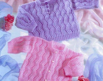 CASI GRATIS Vintage Baby Sweater y Cardigan Knitting Patterns DK Pdf Descarga instantánea Instrucciones fáciles Pecho 16" - 20" pulgadas