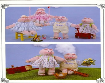 ALMOST FREE Vintage Soft Doll Pattern Doll Clothes Piglets Instant Download PDF Primitive Toy Easy Instructions