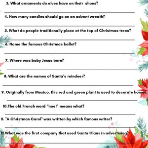 FUN XMAS TRIVIA Game Printable Christmas Game Christmas Activity for ...