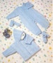 CUTE Baby Blue Set Knitting Pattern All in One Jacket Bootees Mitts Pdf Instant Download 14' - 20' ins 