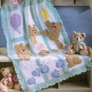 CUTE Afghan Crochet Pattern Lovely Bears Pdf Instant Download Easy to Follow image 1