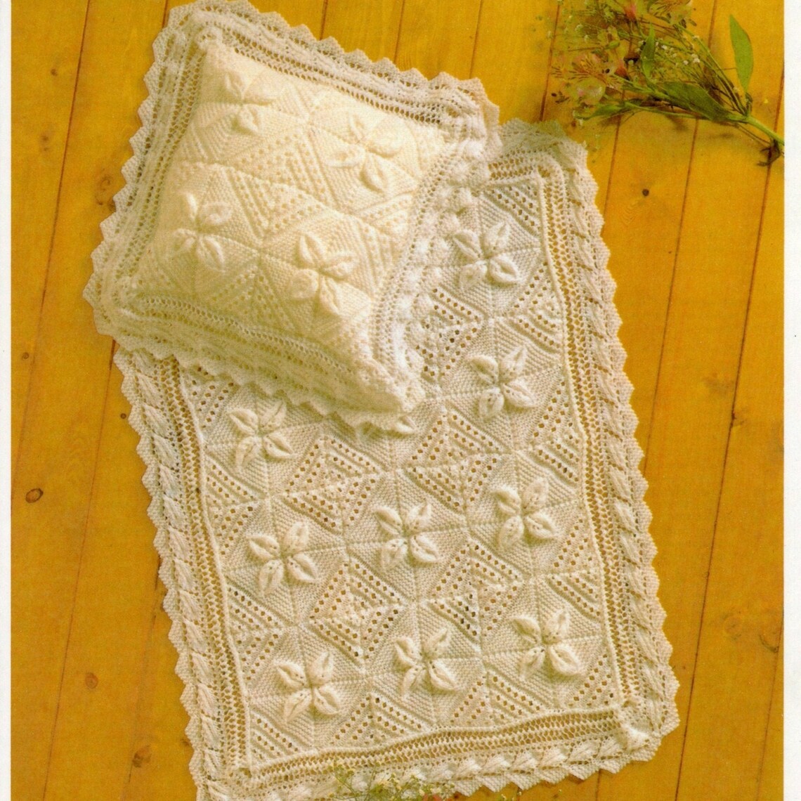 ALMOST FREE Vintage Baby Blanket Knitting Pattern Pillowcase Etsy