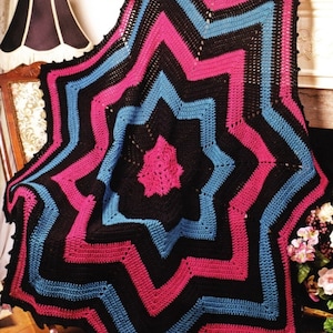 CUTE Vintage Crochet Pattern PDF Instant Download Star Ripple Afghan Throw Blanket