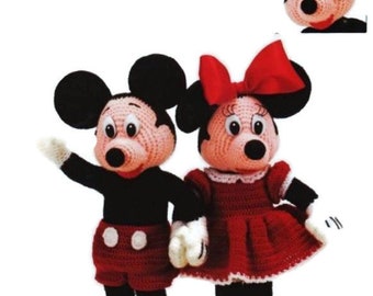 ALMOST FREE Vintage Mickey   and Minnie Mouse Crochet  Toy Patterns Stuffed Toy Pattern PDF Instant Download