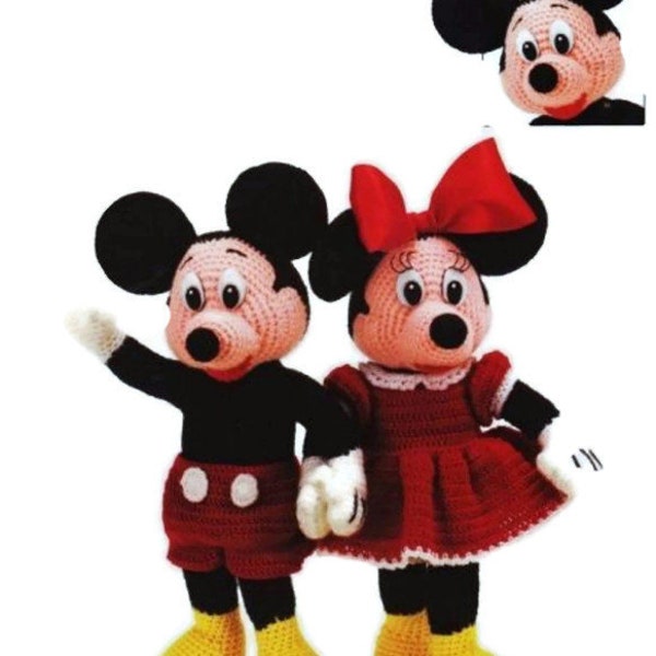 ALMOST FREE Vintage Mickey   and Minnie Mouse Crochet  Toy Patterns Stuffed Toy Pattern PDF Instant Download