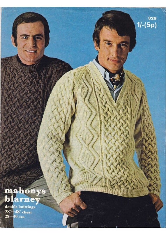 Vintage Mens Aran Sweater Knitting Pattern Pdf Instant | Etsy