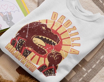 Dadzilla Father Of The Monsters Retro Vintage, Dadzilla Sunset, Dadzilla Father, The Monsters Retro, dinosaurs, T rex, city, tyrant dinosaur