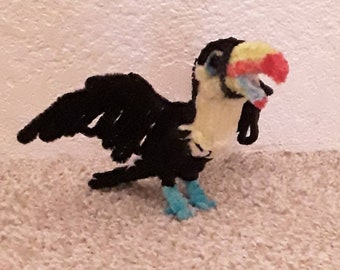 Kaius the Keel-Billed Toucan || OOAK Pipe Cleaner/Chenille Stems Toucan Art Poseable Doll | Quetzalli's Animal Rescue
