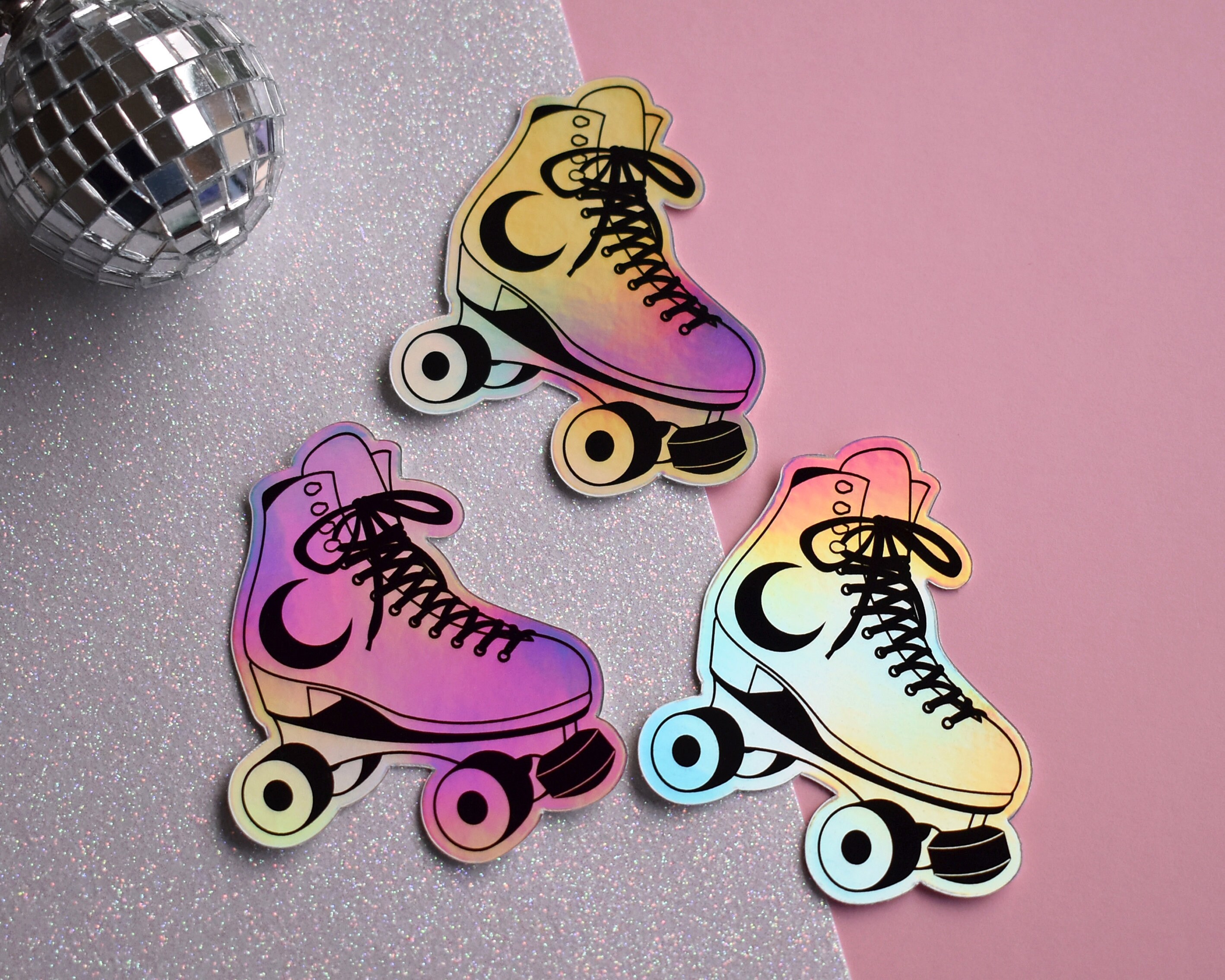 Holographic Roller Skate Sticker Quad Rollerskate Etsy